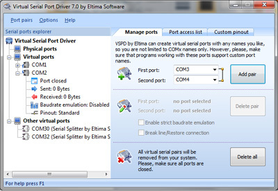 Virtual Serial Port Driver Screenshot
